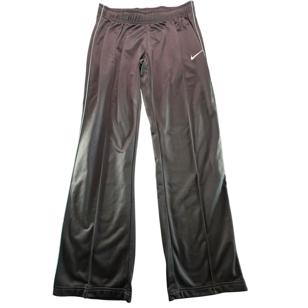 Nike Track Pants Straight Leg Athletic Logo Large Black Teal‎ Athleisure